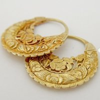 Trend Golden Color Floral Hoop Earrings For Women Jewelry Fashion Round Earrings Daily Wear Luxury Party Jewelry