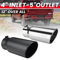 Universal 4 Inch Inlet 5 Inch Outlet Exhaust Tip 12 Inch Length Tailpipe Anti-Corrosive Car Straight Exhaust Tail Throat