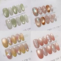 French Gentle Sweet Bare Color Stars Bowknot Glitter Powder Nail Patch 3D Flowers Dot Cherry Ellipse Nail Art Accessories Gift