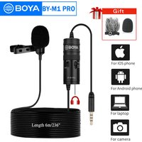 BOYA BY-M1 PRO 3.5mm TRRS Condenser Lavalier Lapel Omnidirectional Wired Microphone for iPhone PC Smartphone Camera Streaming