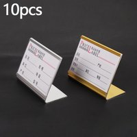 10pcs/lot Small Aluminum L Shape Mini Sign Holder Display Stand Snack Price Card Tag Label Holder Table Number Stand Display