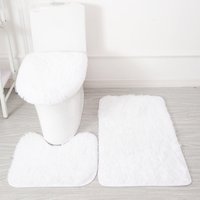 3-teiliges weißes Badezimmerteppich-Set, WC-Sitzbezug, rutschfeste Badematten, Deckelabdeckung, Badteppich, Konturmatte, Badezimmer-Dekor, Weihnachten
