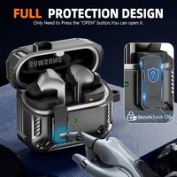 Lock Case for Samsung Galaxy Buds3 FE (2025) Full Body Shockproof Carbon Fiber Protection Cover for Buds3 Pro/Buds 3/Buds3 FE