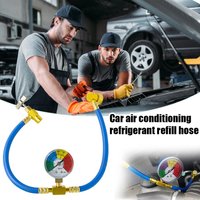 R134a R12 Car AC Refrigerant Recharge Hose with Single Gauge M14 1/2 ACME Fit European American Asian Vehicles