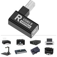 USB 2.0 Type B Printer Adapter Jack Male To Female Converter Male To Female 90 Degree USB B Printer Adapter for Printer Scanner