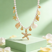 Luxurious Conch Starfish Shell Pendant Necklaces for Women Imitation Pearl Chain Necklaces Fashion Summer Jewelry For Seaside