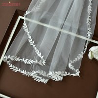 TOPQUEEN V129 Lace Edge Long Cathedral Veil Bridal Veil Short Leaf Vine Lace Wedding Veil Ivory Wedding Accessories Customizable