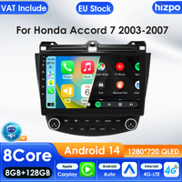 Hizpo 2-DIN Autoradio 10,1 Zoll Carplay 4G AI-Systeme Android 15 Autoradio für Honda ACCORD 7 2003-2007 Multimedia-Videoplayer GPS 10,1 Zoll Intelligenter Bildschirm QLED-Display Automotive Head Unit