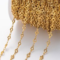 1meter 18K Gold PVD Plated Stainless Steel Heart Link Chain for DIY Extender Jewelry Make Necklace Bracelet Anklet Craft Supply