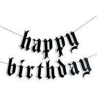 Gothic Black Glitter Birthday Banner Old English Garland for 20th 30th 40th Scream Halloween Funny Funeral Party Decorations