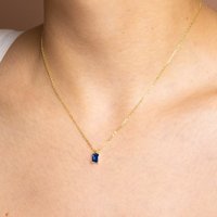 1pc Blue/Black/Red/Green/Pink Square CZ Necklace for Women Gold Plated Pendant Necklace Good Quality Fashion Jewelry