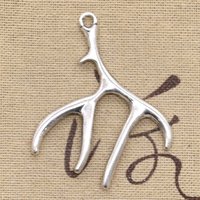 8pcs Charms Buckhorn Antler Deer 51x40mm Antique Silver Color Pendants DIY Crafts Making Findings Handmade Tibetan Jewelry