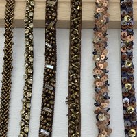 50cm Bronze Beaded Lace Trim Rhinestone Lace Ribbon DIY Collar Sewing Garment Belt Wedding Dress Sequin Lace Materials