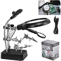 Welding Magnifying Glass LED Light Auxiliary Clip loupe Magnifier 3 In1 Hand Soldering Solder Iron Stand Holder Station Repair