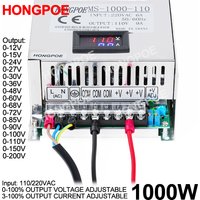 Digital Display Adjustable 1000W Power Supply 0-12V 15V 24V 27V 30V 36V 48V 60V 68V72V 85V 90V 100V 110V 150V 200V Ac To Dc Smps