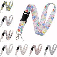 Beautiful rainbow Lanyard Keys Chain Badge Holder ID Credit Card Pass Hang Rope Lariat Mobile Phone Charm Accessories Gifts