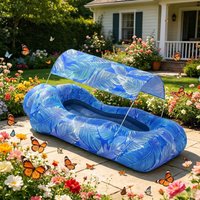 Inflatable Beach Lounger Air Sofa Couch With Sun Shade Outdoor Lounger Chair For Outdoor Camping Hiking Picnic Vacation Backyard