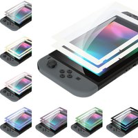 eXtremeRate 2 Pack Border Transparent HD Clear Accessories Saver Protector Film, Tempered Glass Screen Protector for NS Switch