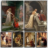 1pc frameless Canvas Painting Edmund Blair Leighton Artwork The Accolade Medieval Knight Theme Canvas Painting Wall Art Vintage