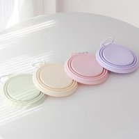 Portable Foldable Silicone Pet Bowl with Hanging Hook, Macaron Color Outdoor Travel Dog Feeder Food Water Container Pet Supplies