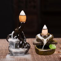 Small Backflow Incense Burners Gourd Turn Things Around Cone Censers Ceramic Mini Desk Ornaments mustard Zen Incense Holder