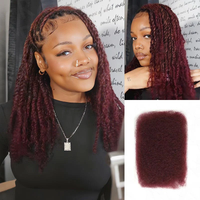 QVR Affordable Afro Kinky Bulk Human Hair 99J Burgundy Colored For Braiding DreadLock Hair Extensions Loc Repair Braiding
