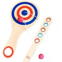 Wooden Paddle Ball Set with String and Ball, Elastic Interactive Sensory Training Toy for Hand-Eye Coordination