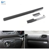 Bandes de panneau de tableau de bord de commande centrale de voiture, garniture de couverture, accessoires d'intérieur, Grain de Fiber de carbone ABS, pour VW Golf 6 MK6 GTI 2008 – 2013