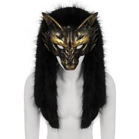 Werewolf Mask Fashion Animal Face Mask Cosplay Viking Accessory with Fake Fur Headwear and Costume