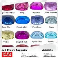 L-Lab Grown Sapphire Ruby Paraiba Padparadscha Cobalt Spinel Rectangle Cushion Cut Beads for Diy Jewelry Making with Certificate