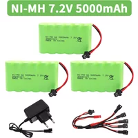 7.2V Ni-MH 5000mAh Battery and Charger Set For RC Cars Robot Tanks Gun Boats Toys Accessories upgrade 7.2 V SM-2Plug