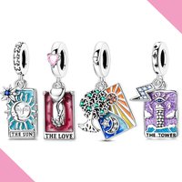 Original 925 Sterling Silver Charms Tarot Card Love Sun Fit Bracelet Necklace DIY For Woman Girl Jewelry