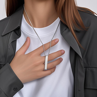 Simple Small Rectangular Pendant Necklace For Women Men, Compact Geometric Bar, Stylish Neck Collar Jewelry Gifts