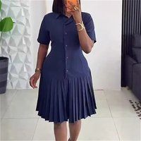 Mid Length Dress Women Dresses A Line Vestidos Y2k Streetwear Turn Down Collar Short Sleeve Elegant Party Work Tight Waist 2026