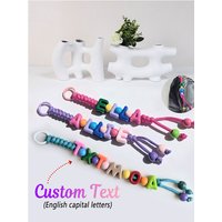 1PC personalized name beaded keychain, braided rope gift, fun and unique bag accessories, bag labels, party gifts
