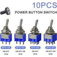 10PCS SPDT Mini Toggle Switch ON-Off-ON/ON-ON MTS202 203 Miniature Power Button Switch AC125V/6A Rocker Switch MTS-102 103