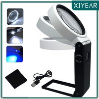 Handheld Magnifying Glass With Light And Stand Folding Design LED Illuminated Magnifier For Close Work Reading