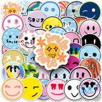 50PCS Smiling Face Stickers Graffiti Stickers DIY Diary Phone Case Handmade Scrapbook Aesthetic Stickers