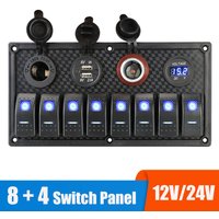Panneau de commutation 24V 12V, 8 boutons, bascule d'éclairage de voiture, chargeurs USB, adaptateur d'alimentation, accessoires de caravane pour bateau, Van, camion, remorque Marine