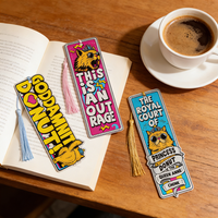 Funny Cat Acrylic Bookmarks with Tassel - Dungeon Crawler Carl Princess Donut Design Hilarious Gift for Book Lovers & Meme Fans