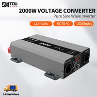 DATOUBOSS 2000W 12V/24V Pure Sine Wave Inverter DC To AC 220V Car Power Inverter with AC Output USB Type C Portable Converter