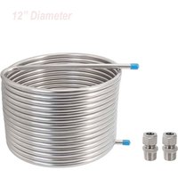 50ft(15.2M) Heat Exchange Recirculating Mash System(HERMS) Coil 10"/12" Diameter 1/2"OD Tubing 304SS Hot Liquor Tank Chiller