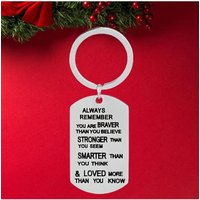 Hot Inspirational Keychain Pendant Motivational Key Chains Keyrings Gift Always Remember You Are Braver Than You Believe