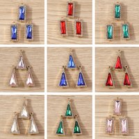 10pcs Elegant Crystal Geometric Rectangle Triangle Charms Pendants for Jewelry Making Drop Earrings Necklace DIY Crafts Supplies