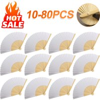 10-80PC Paper Bamboo Folding Hand Fan DIY Fan Hand Decoration Wedding Party Decoration Arts And Crafts Blank Dance Fani Fold Fan