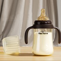 240ML Baby Bottles Feeding Bottle Baby Wide-caliber Milk Bottle with Straw Handle Newborn Baby Straw Bottle BPA Free
