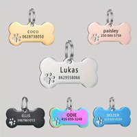 Stainless steel Personalized Engraving Anti-lost Dog ID Tag Customized Pet Name Puppy Collar Dog Cat Bone Tags Pet Supplies