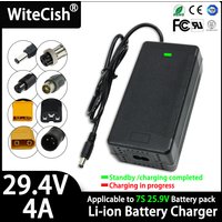 29.4V 4A Polymer Lithium Battery Charger for 7S 24V 25.2V 25.9V Li-ion battery pack AC 100-240V DC5.5MM*2.1MM/XRL/XT60/XT90/IEC