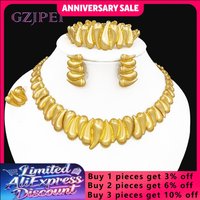 GZJPEI 2025 New Dubai Gold Color Jewelry Set Water Drop Shape Women Jewellery For Women Wedding Birthday Party Gift Dropshipping