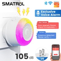 SMATRUL Tuya WiFi Sound And Light Alarm Sensor With EU US UK Plug For Smart Life App Control Door/Window Sensor Camera Soil